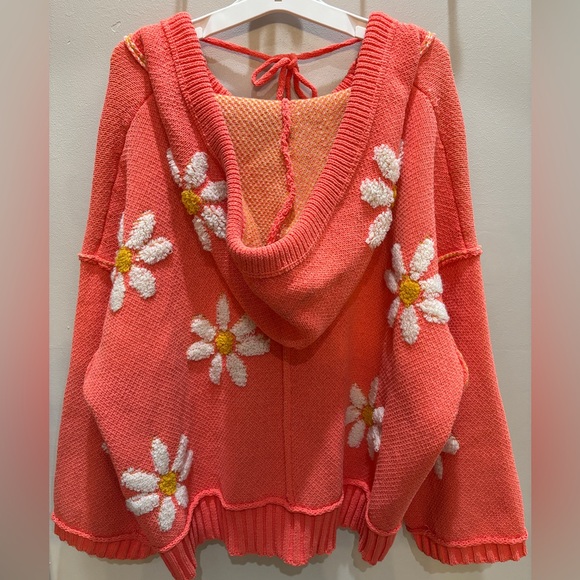 POL Orange Floral Hooded Sweater - Picture 4 of 5